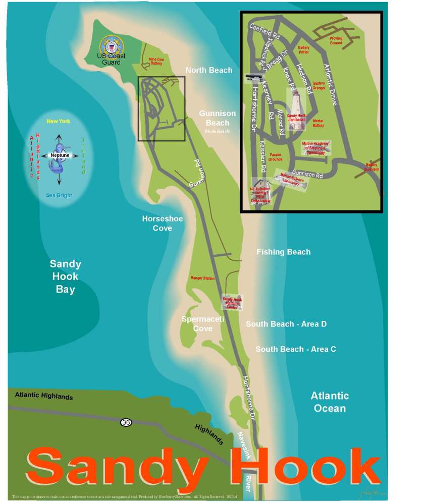 Map of Sandy Hook, New Jersey